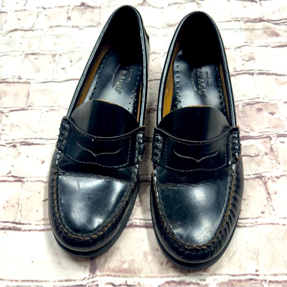 Vintage sebago Sz 6 black leather loafers